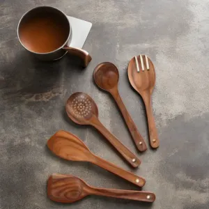 Hot Sale Teak Wood Non-Stick Kitchen-مجموعة أدوات طهي