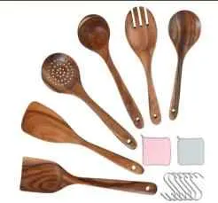 Hot Sale Teak Wood Non-Stick Kitchen-مجموعة أدوات طهي