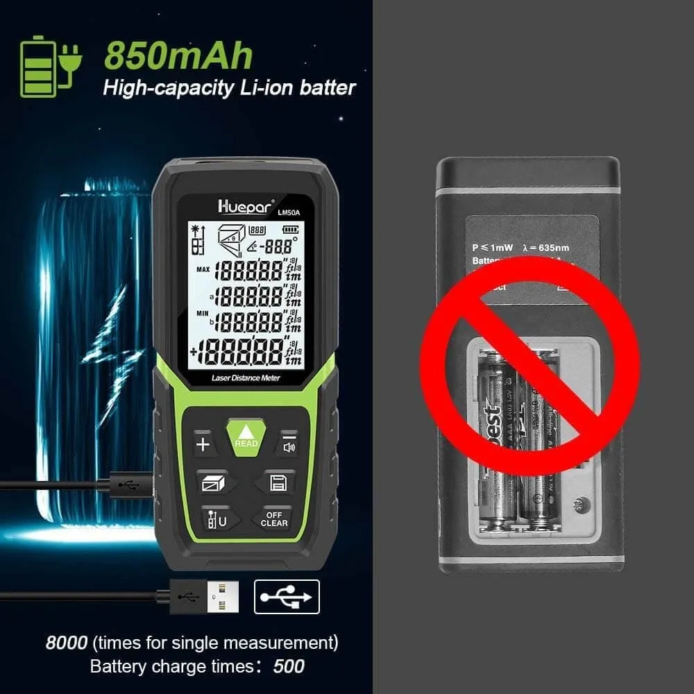 Huepar LM50A -  50M Laser Distance Meter