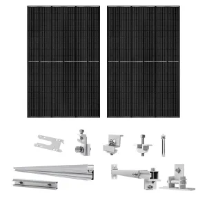 Nature's Generator - 410 Watt Monocrystalline Solar Panel (2 Pack) With Solar Panel Mount Rack