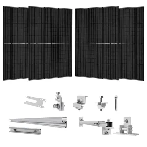Nature's Generator - 410 Watt Monocrystalline Solar Panel (4 Pack) With Solar Panel Mount Rack