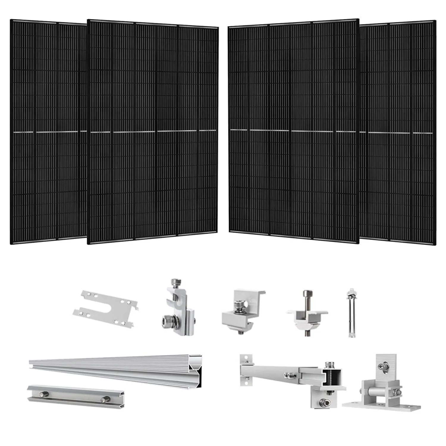Nature's Generator - 410 Watt Monocrystalline Solar Panel (4 Pack) With Solar Panel Mount Rack
