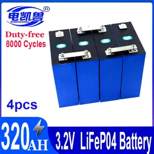 New 8000 Cycles Grade a 320Ah Lifepo4 Battery 3.2V Rechargeable Lithium Iron Phosphate Cell DIY 12V 24V 48V RV EV Vans Golf Cart