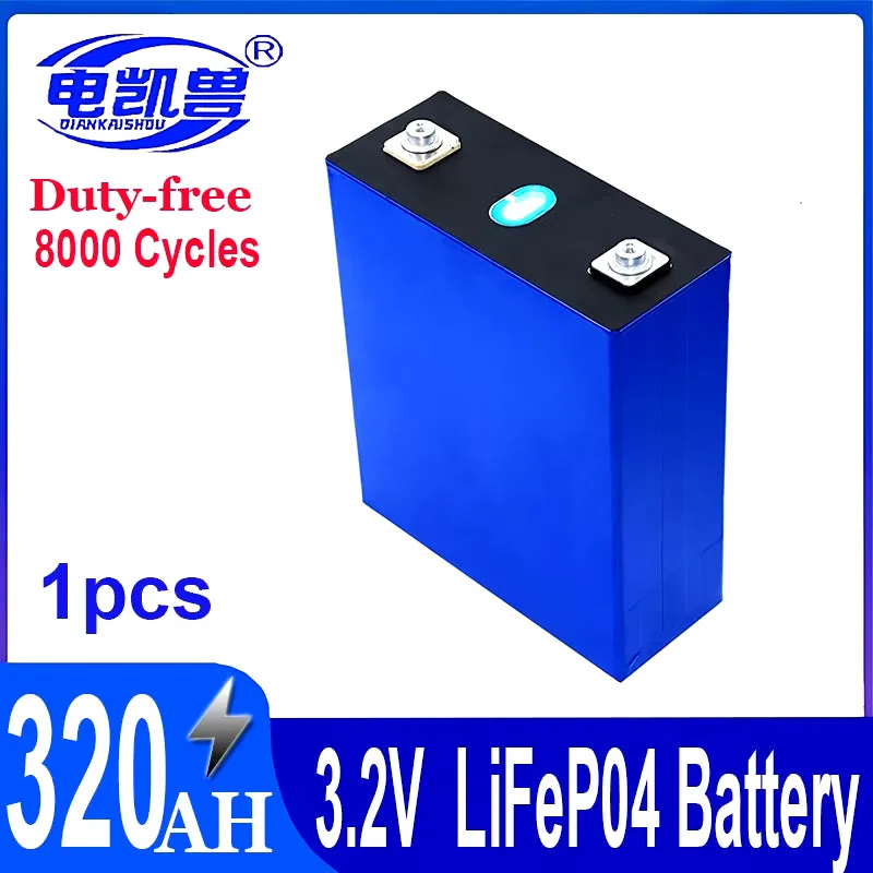 New 8000 Cycles Grade a 320Ah Lifepo4 Battery 3.2V Rechargeable Lithium Iron Phosphate Cell DIY 12V 24V 48V RV EV Vans Golf Cart
